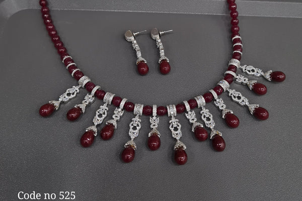 Cz Necklace 03942 - KRISHNA'S SWETA JEWELLERY