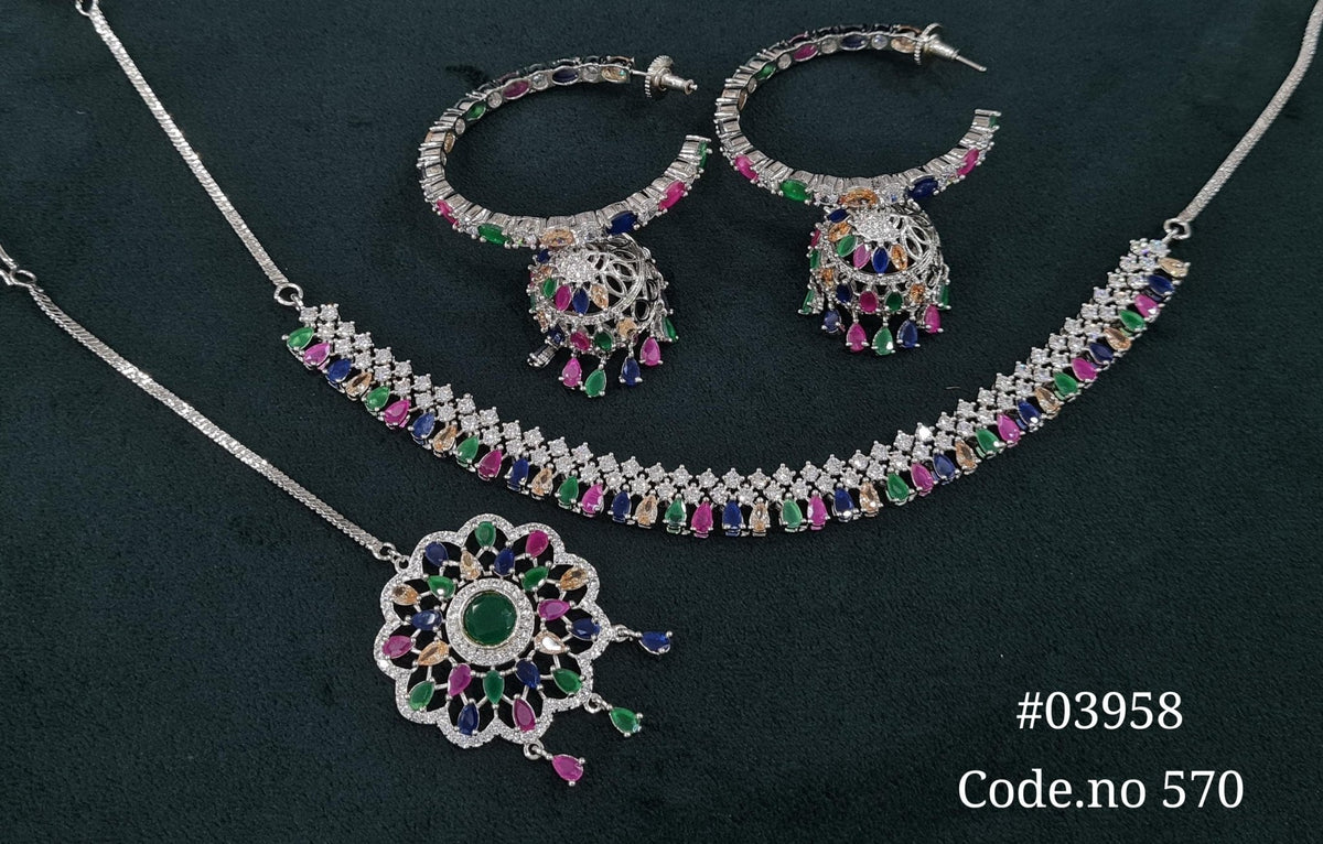 Cz Necklace 03958 - KRISHNA'S SWETA JEWELLERY