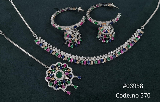 Cz Necklace 03958 - KRISHNA'S SWETA JEWELLERY