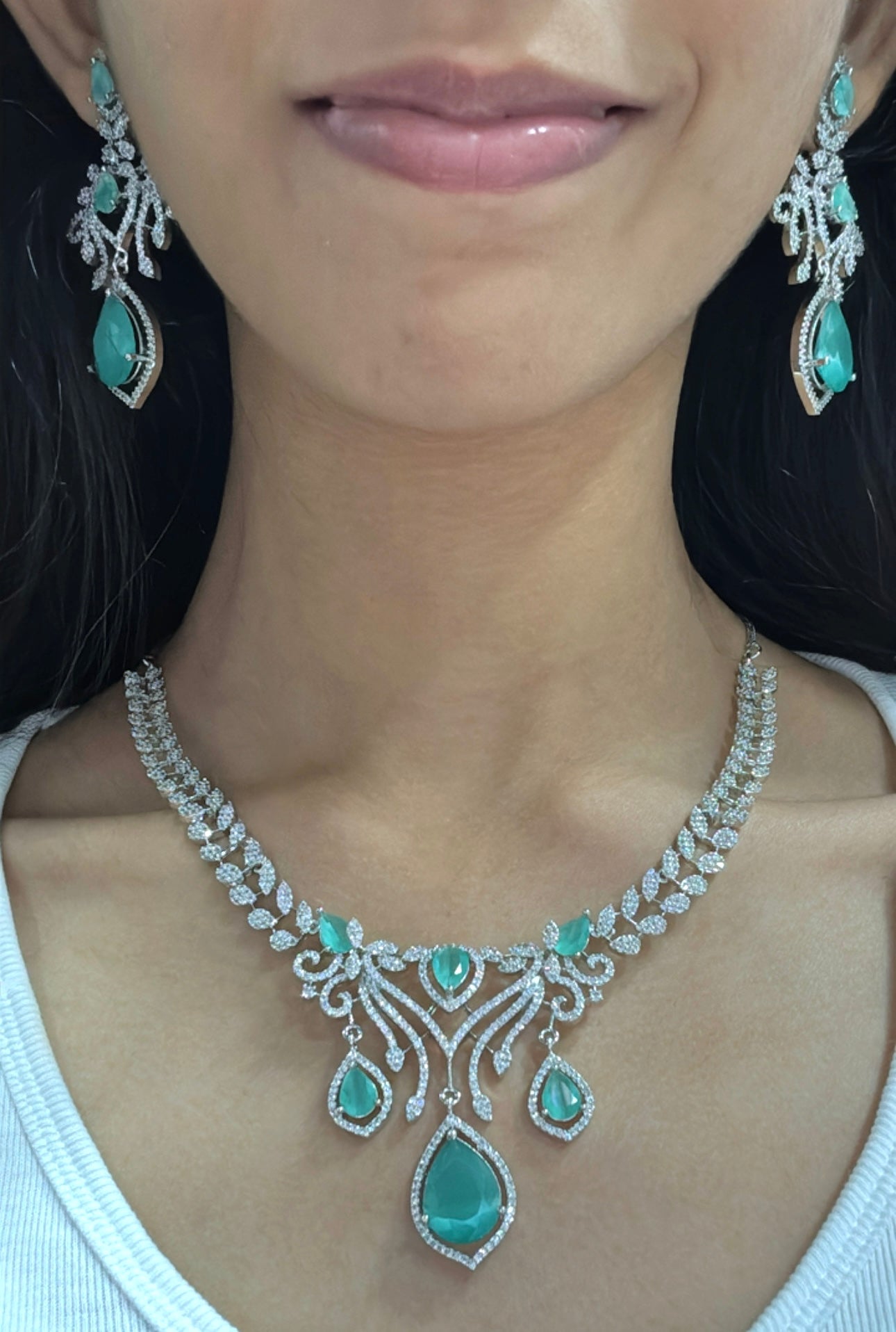 Cz Necklace 04273 - KRISHNA'S SWETA JEWELLERY