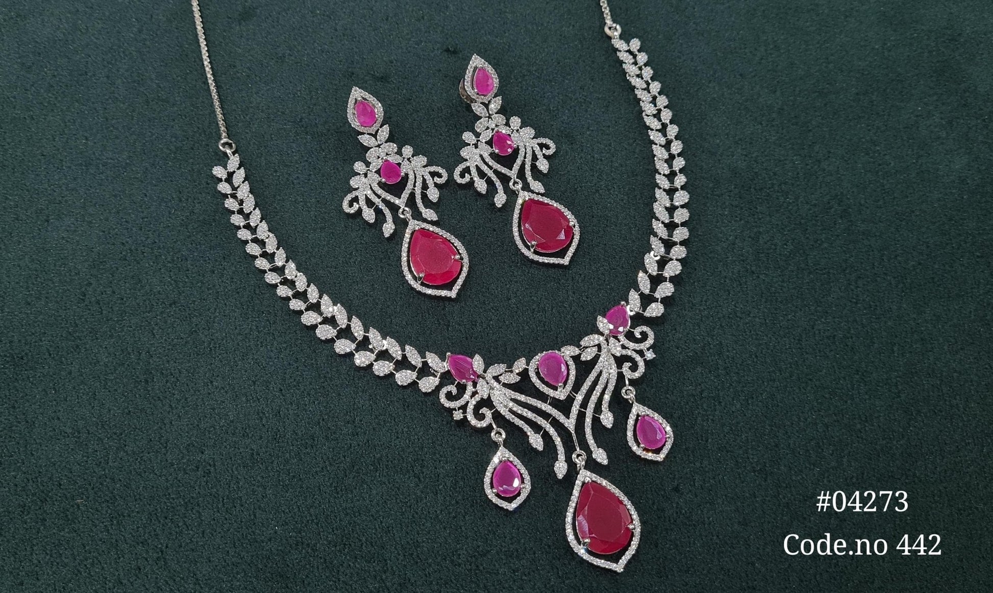 Cz Necklace 04273 - KRISHNA'S SWETA JEWELLERY