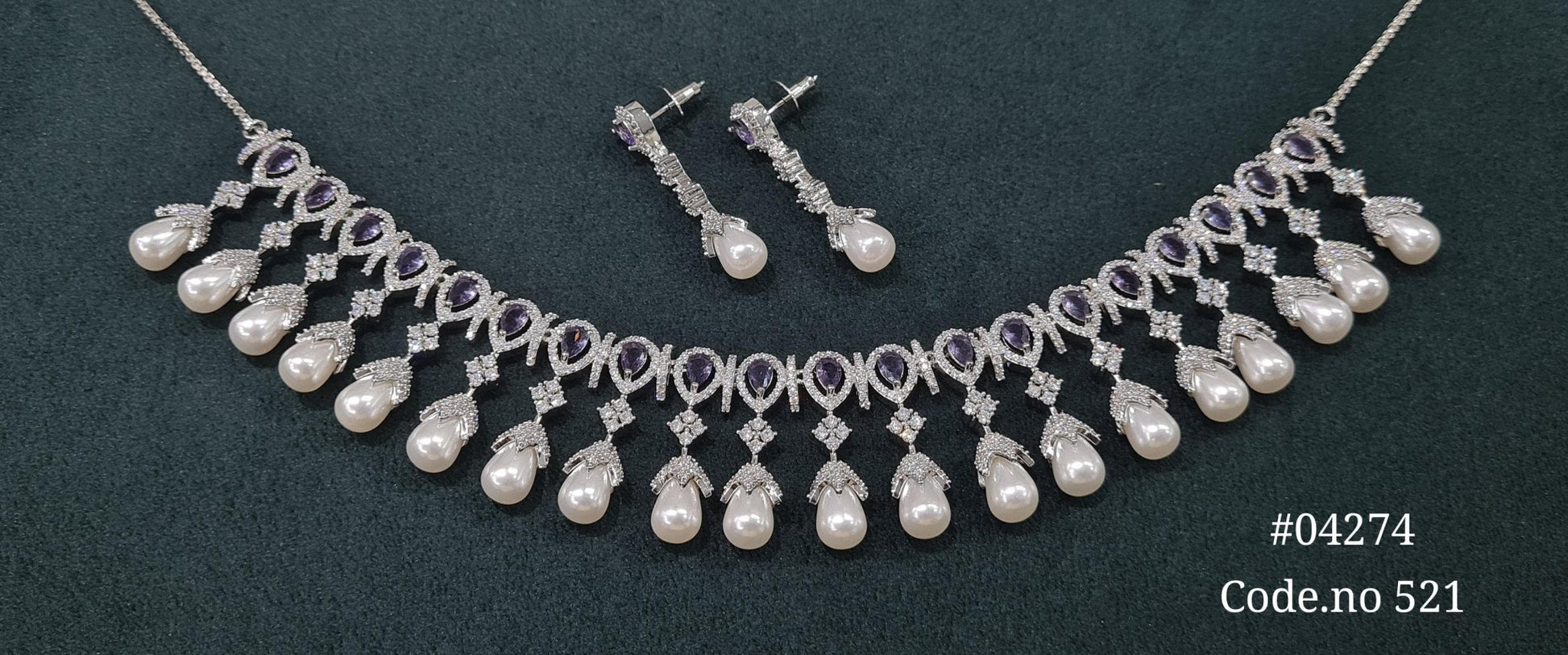 Cz Necklace 04274 - KRISHNA'S SWETA JEWELLERY