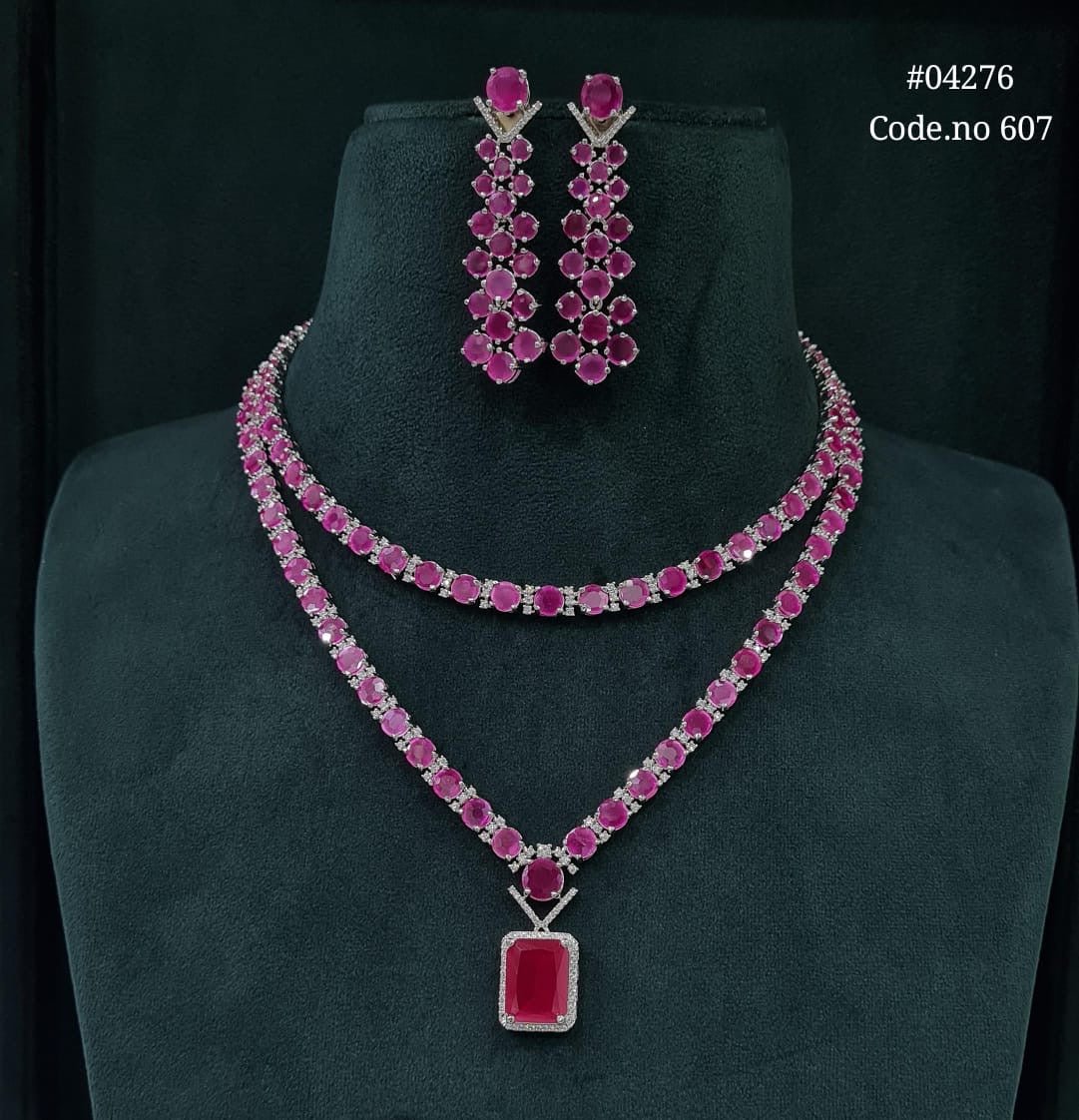 Cz Necklace 04276 - KRISHNA'S SWETA JEWELLERY