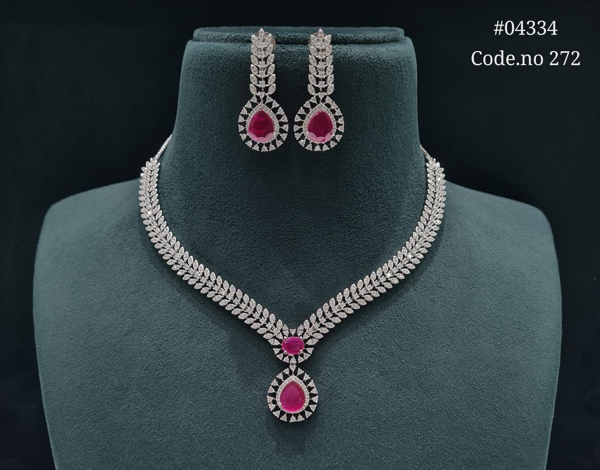 Cz Necklace 04334 - KRISHNA'S SWETA JEWELLERY