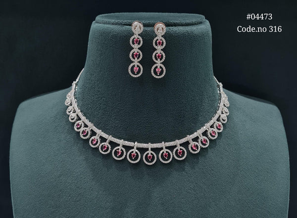 Cz Necklace 04473 - KRISHNA'S SWETA JEWELLERY