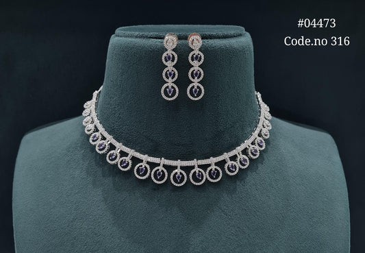 Cz Necklace 04473 - KRISHNA'S SWETA JEWELLERY