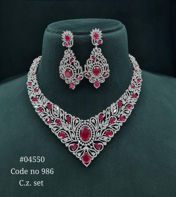Cz Necklace 04550 - KRISHNA'S SWETA JEWELLERY