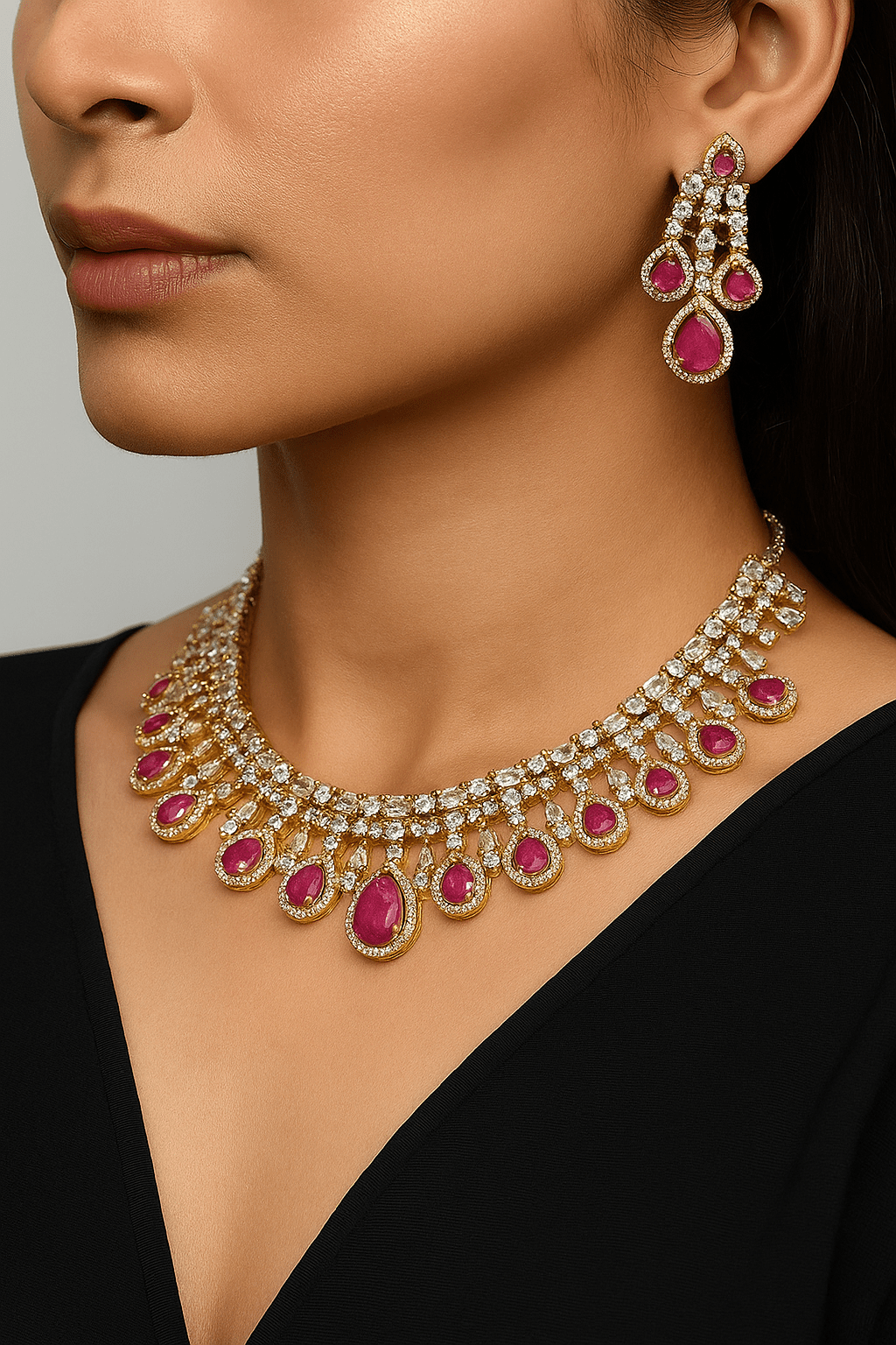 Cz Necklace 04552 - KRISHNA'S SWETA JEWELLERY
