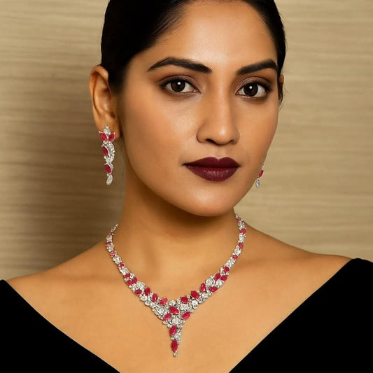 Cz Necklace 04628 - KRISHNA'S SWETA JEWELLERY