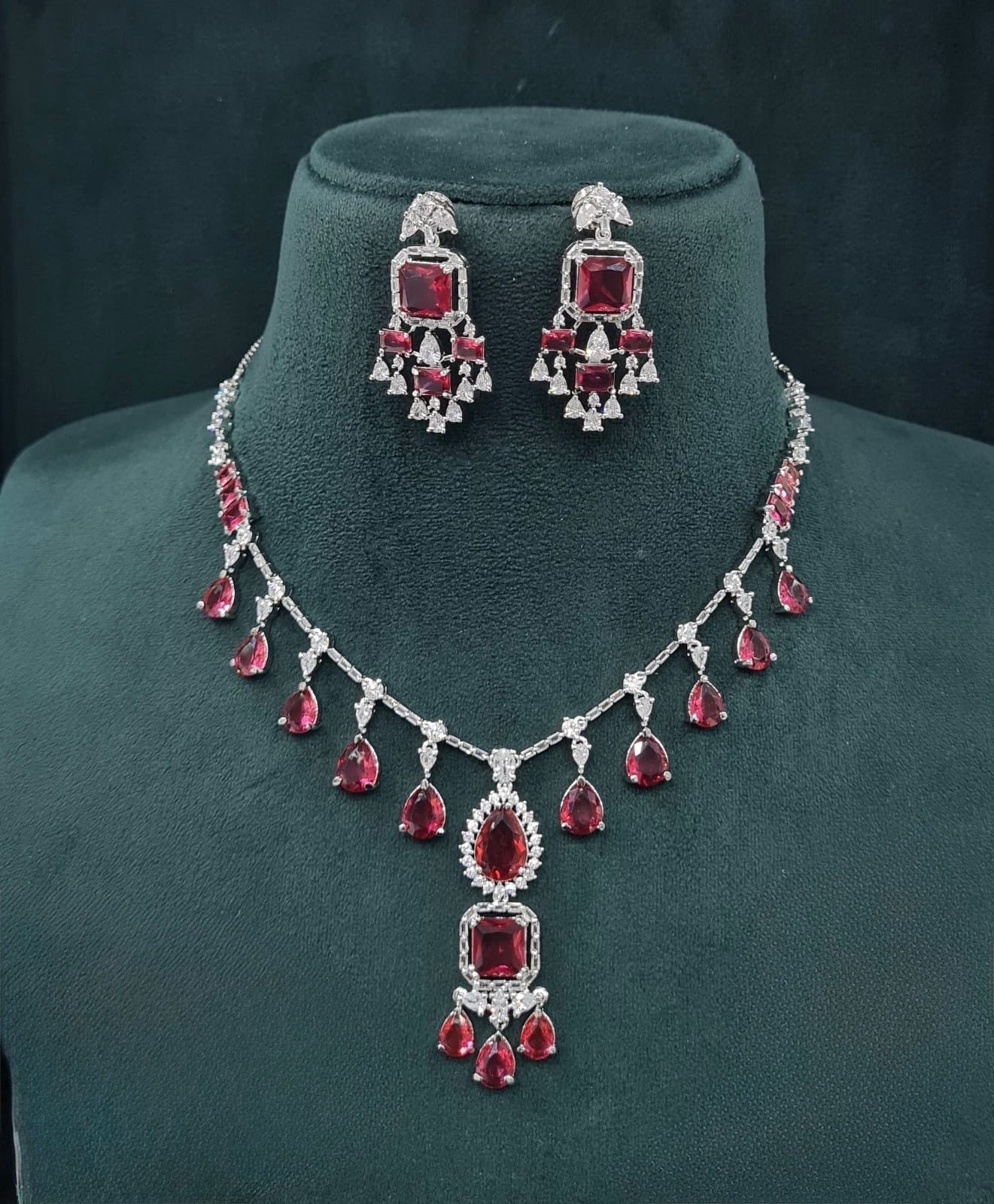 Cz Necklace 04840 - KRISHNA'S SWETA JEWELLERY