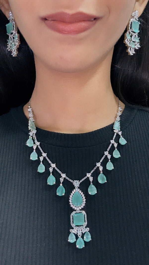 Cz Necklace 04840 - KRISHNA'S SWETA JEWELLERY