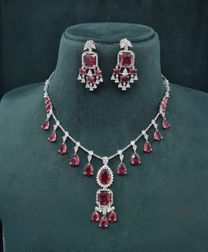 Cz Necklace 04840 - KRISHNA'S SWETA JEWELLERY
