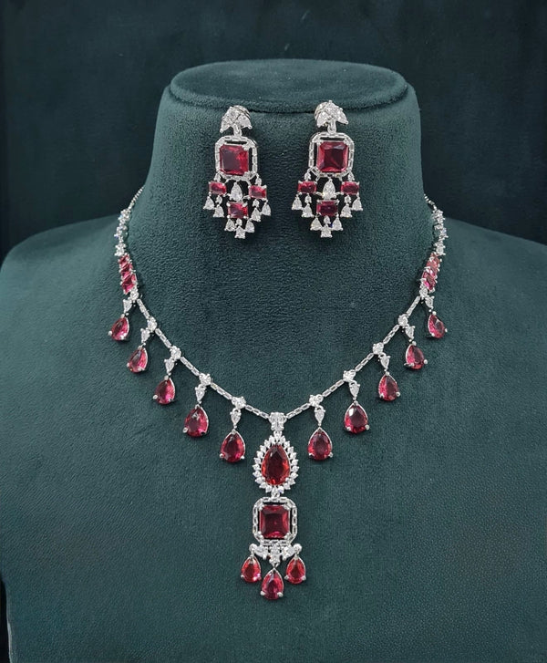 Cz Necklace 04840 - KRISHNA'S SWETA JEWELLERY
