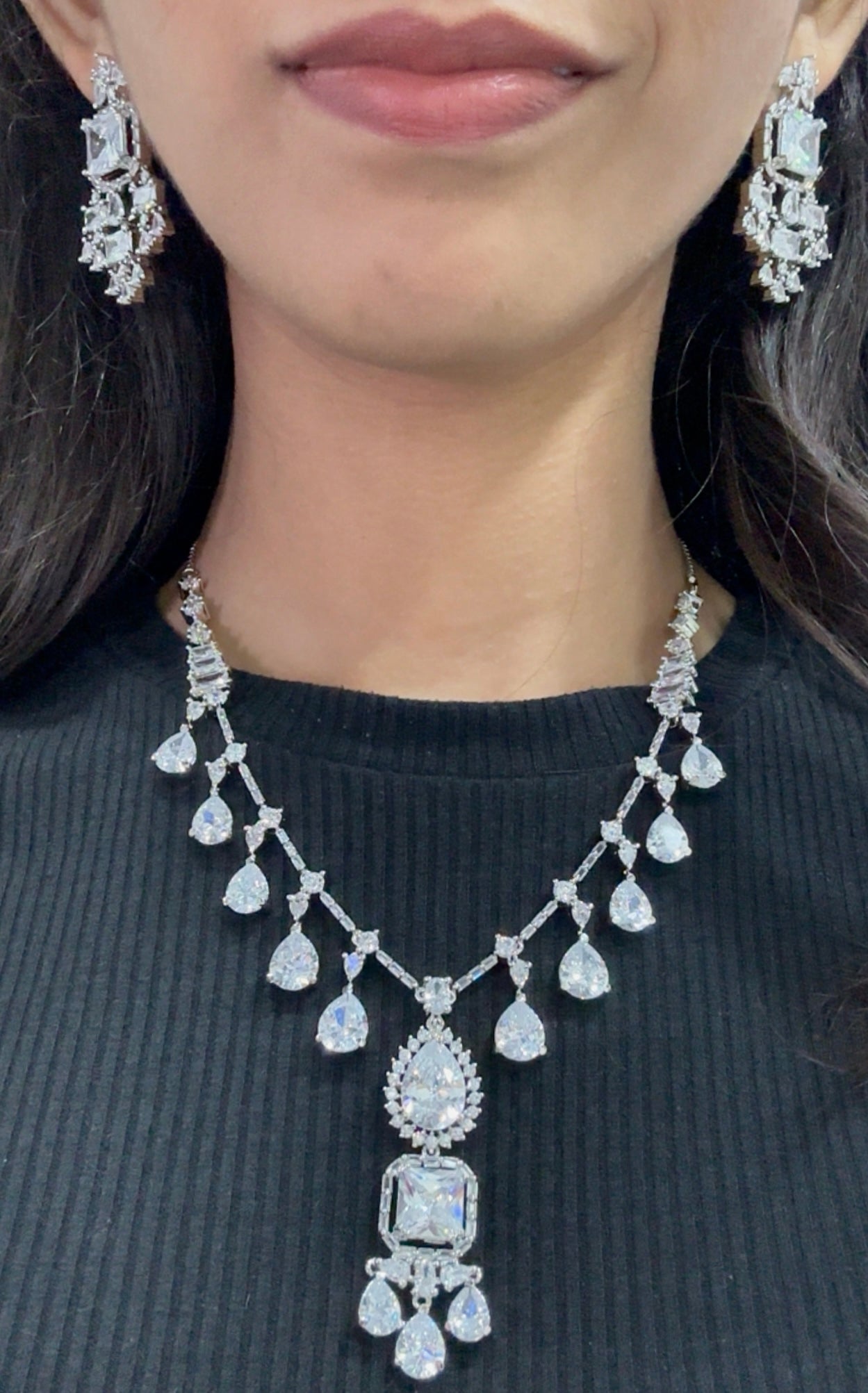 Cz Necklace 04840 - KRISHNA'S SWETA JEWELLERY