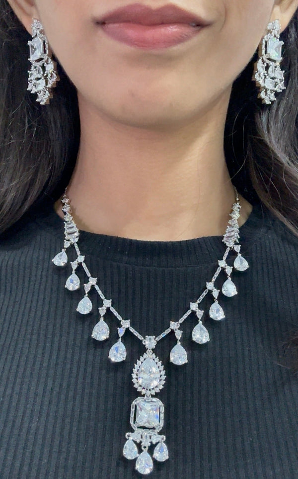 Cz Necklace 04840 - KRISHNA'S SWETA JEWELLERY