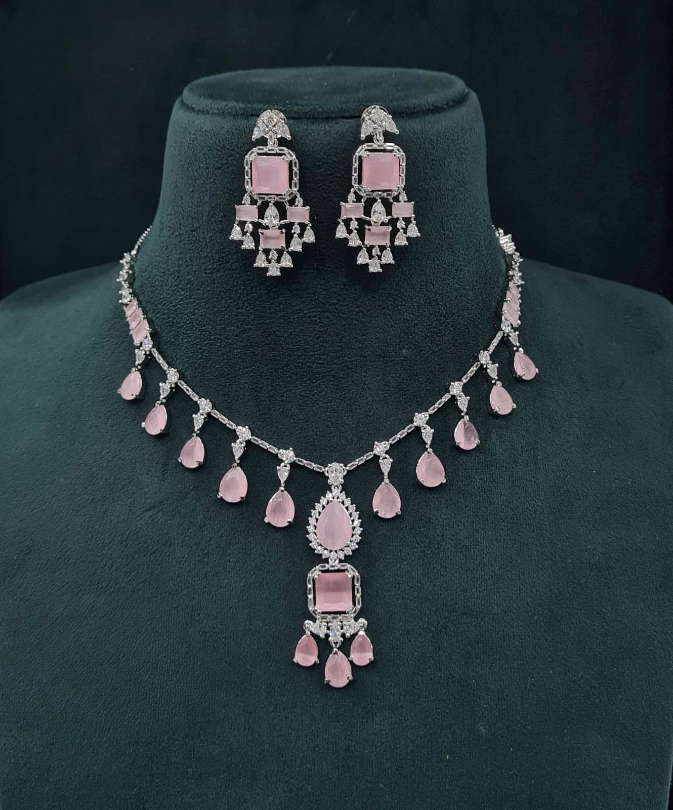 Cz Necklace 04840 - KRISHNA'S SWETA JEWELLERY