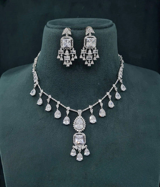 Cz Necklace 04840 - KRISHNA'S SWETA JEWELLERY