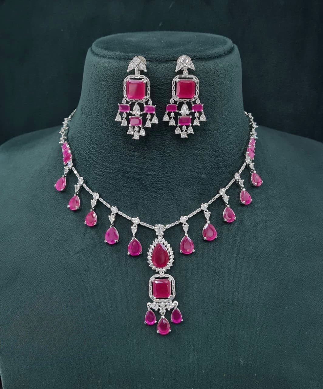 Cz Necklace 04840 - KRISHNA'S SWETA JEWELLERY