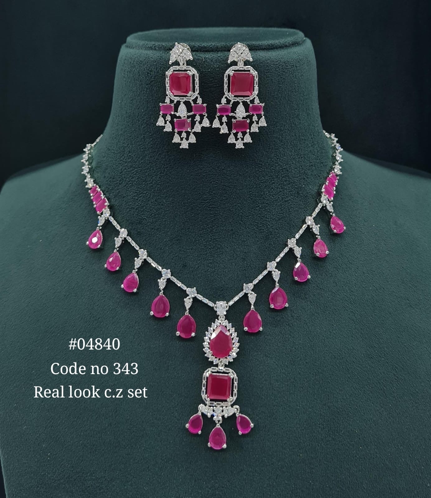 Cz Necklace 04840 - KRISHNA'S SWETA JEWELLERY