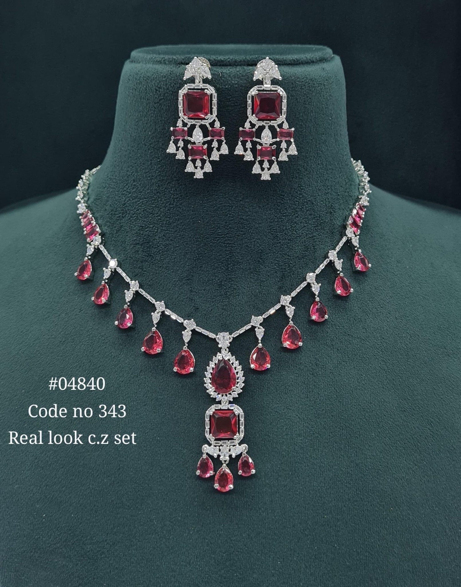 Cz Necklace 04840 - KRISHNA'S SWETA JEWELLERY