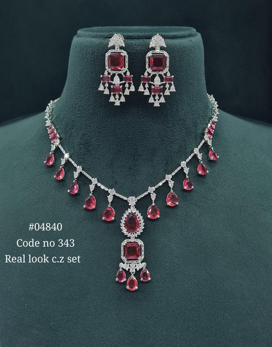 Cz Necklace 04840 - KRISHNA'S SWETA JEWELLERY