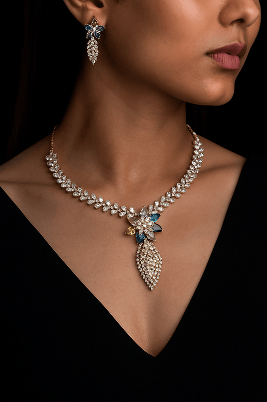 Cz Necklace 04905 - KRISHNA'S SWETA JEWELLERY