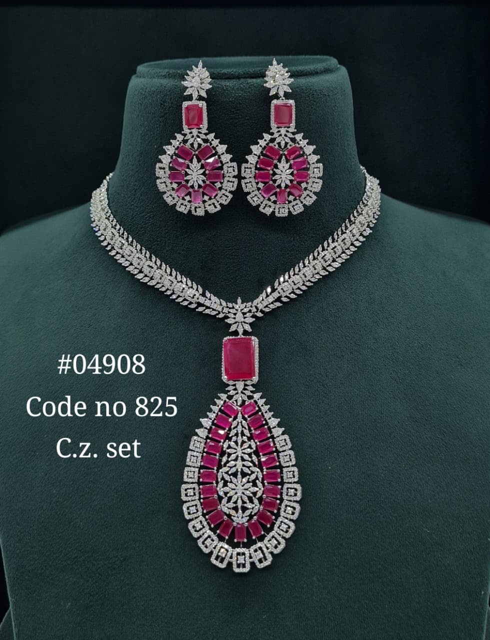 Cz Necklace 04908 - KRISHNA'S SWETA JEWELLERY