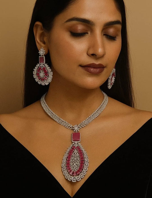 Cz Necklace 04908 - KRISHNA'S SWETA JEWELLERY