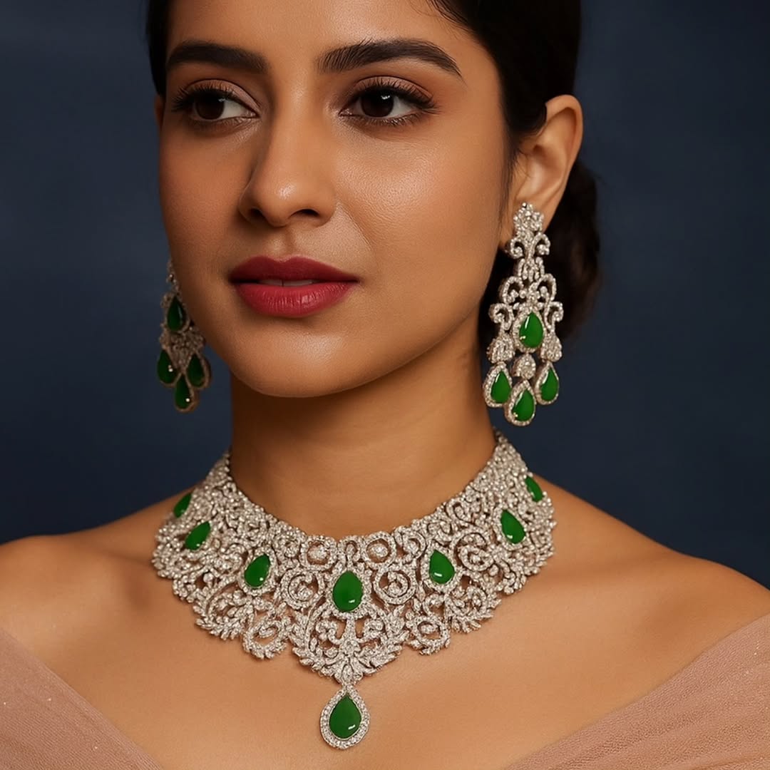 Cz Necklace 04909 - KRISHNA'S SWETA JEWELLERY