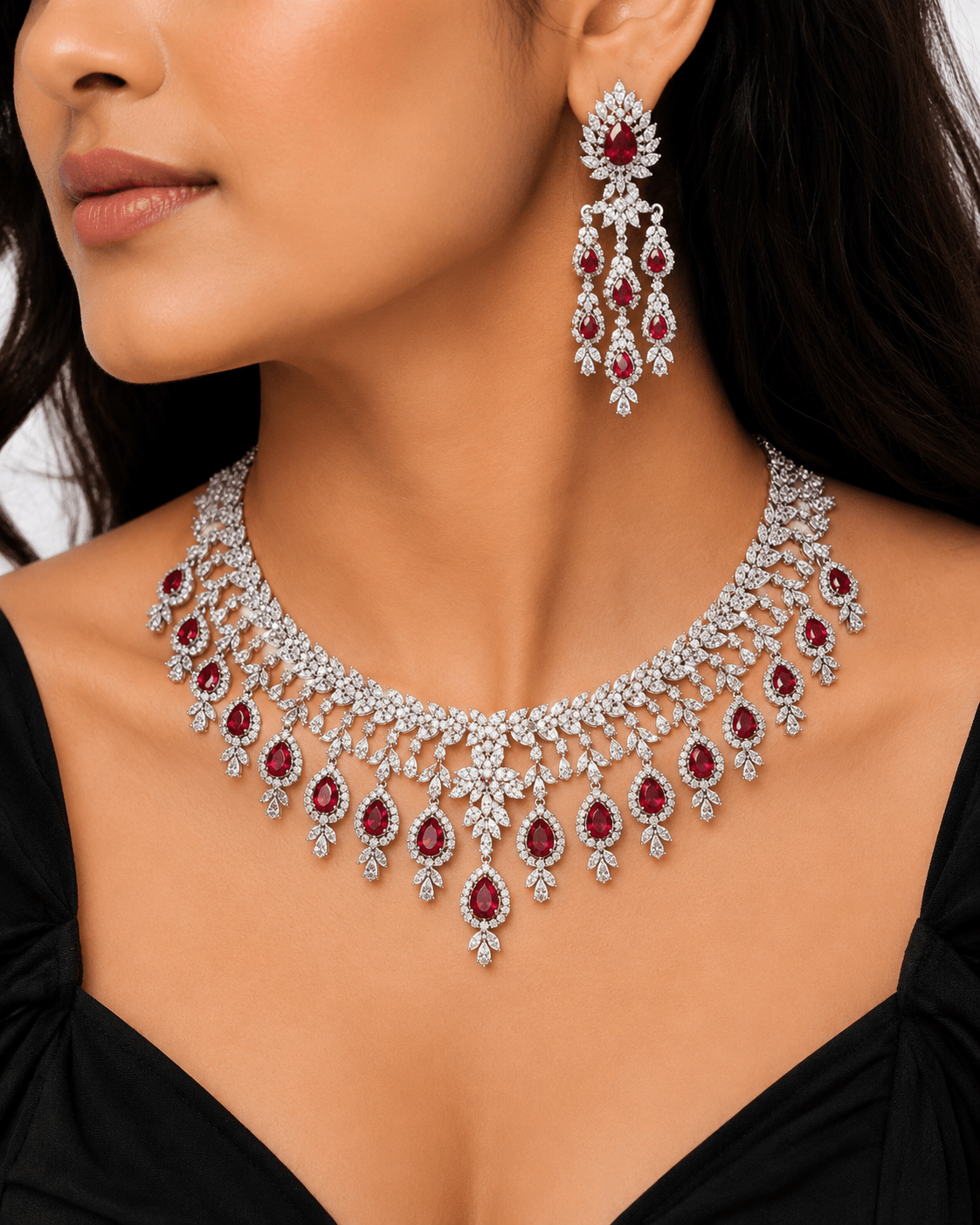 Cz Necklace 04911 - KRISHNA'S SWETA JEWELLERY