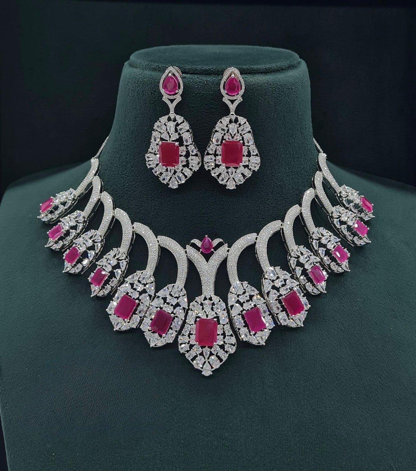 Cz Necklace 05025 - KRISHNA'S SWETA JEWELLERY
