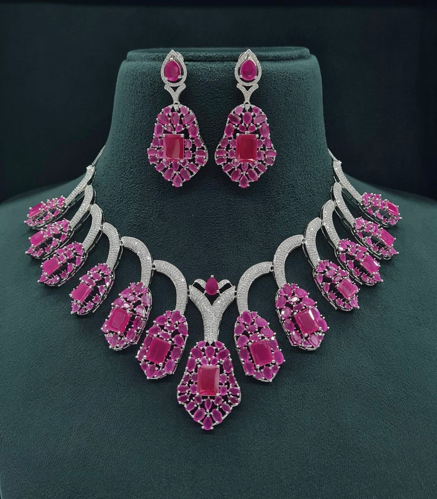 Cz Necklace 05025 - KRISHNA'S SWETA JEWELLERY