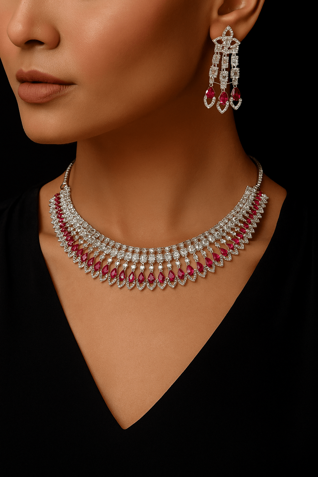 Cz Necklace 05422 - KRISHNA'S SWETA JEWELLERY