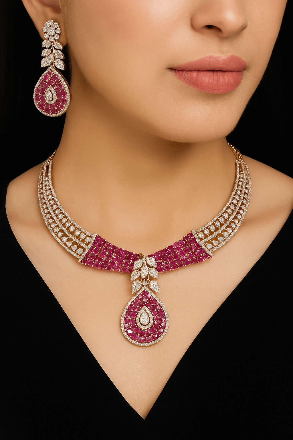 Cz Necklace 05465 - KRISHNA'S SWETA JEWELLERY
