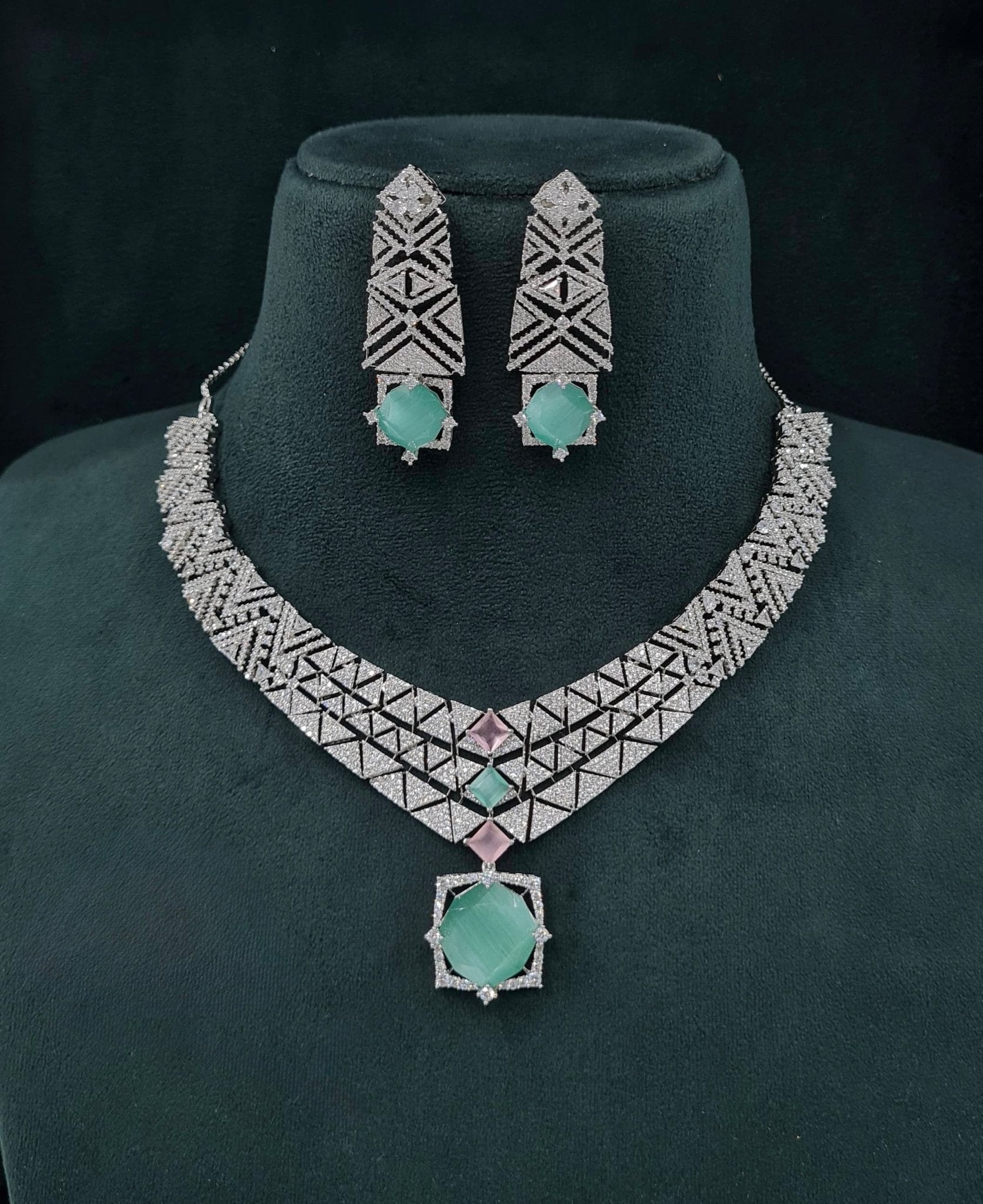 Cz Necklace 06094 - KRISHNA'S SWETA JEWELLERY