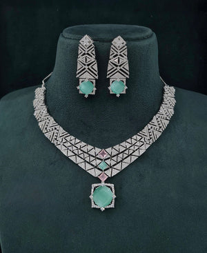 Cz Necklace 06094 - KRISHNA'S SWETA JEWELLERY