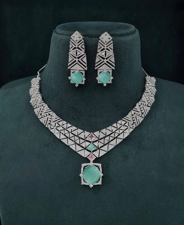 Cz Necklace 06094 - KRISHNA'S SWETA JEWELLERY