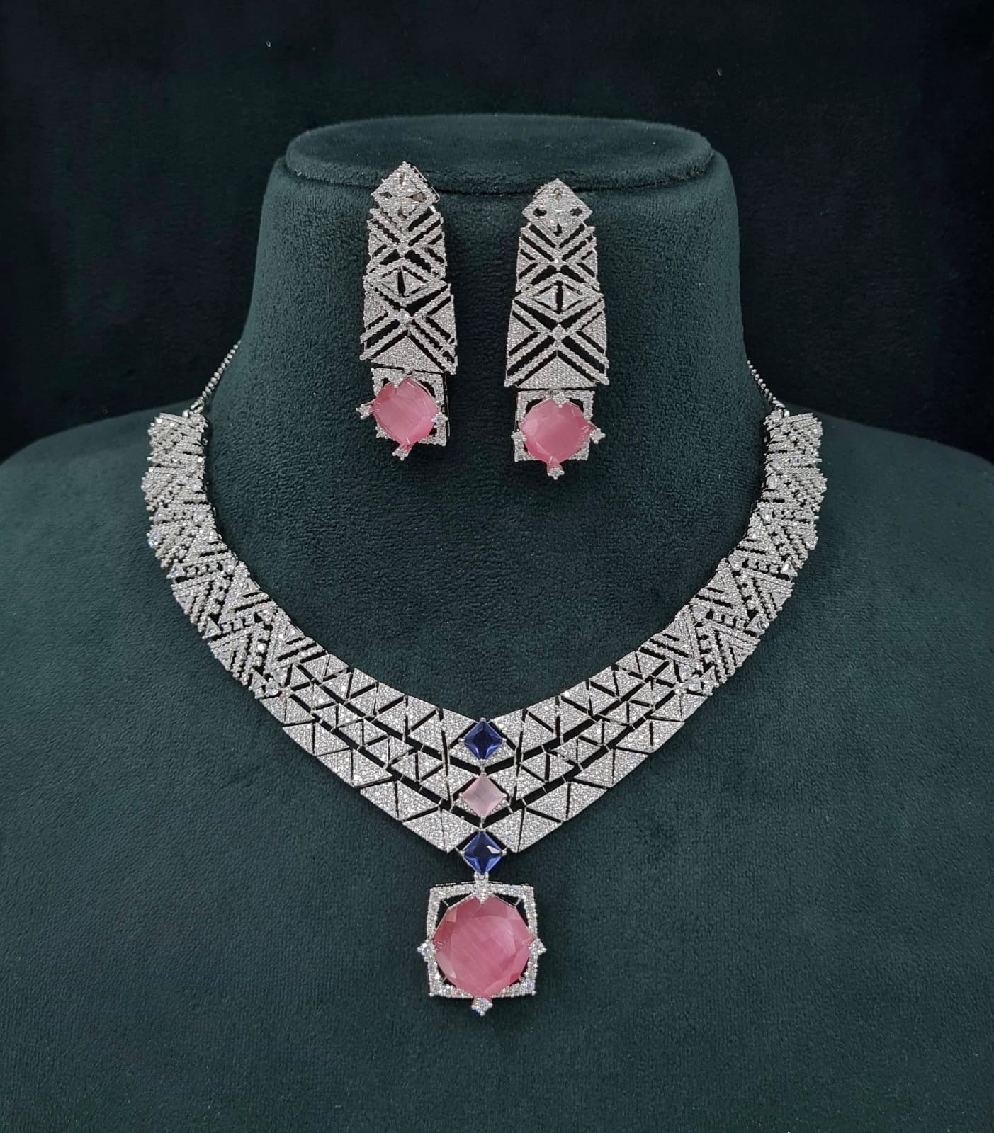 Cz Necklace 06094 - KRISHNA'S SWETA JEWELLERY