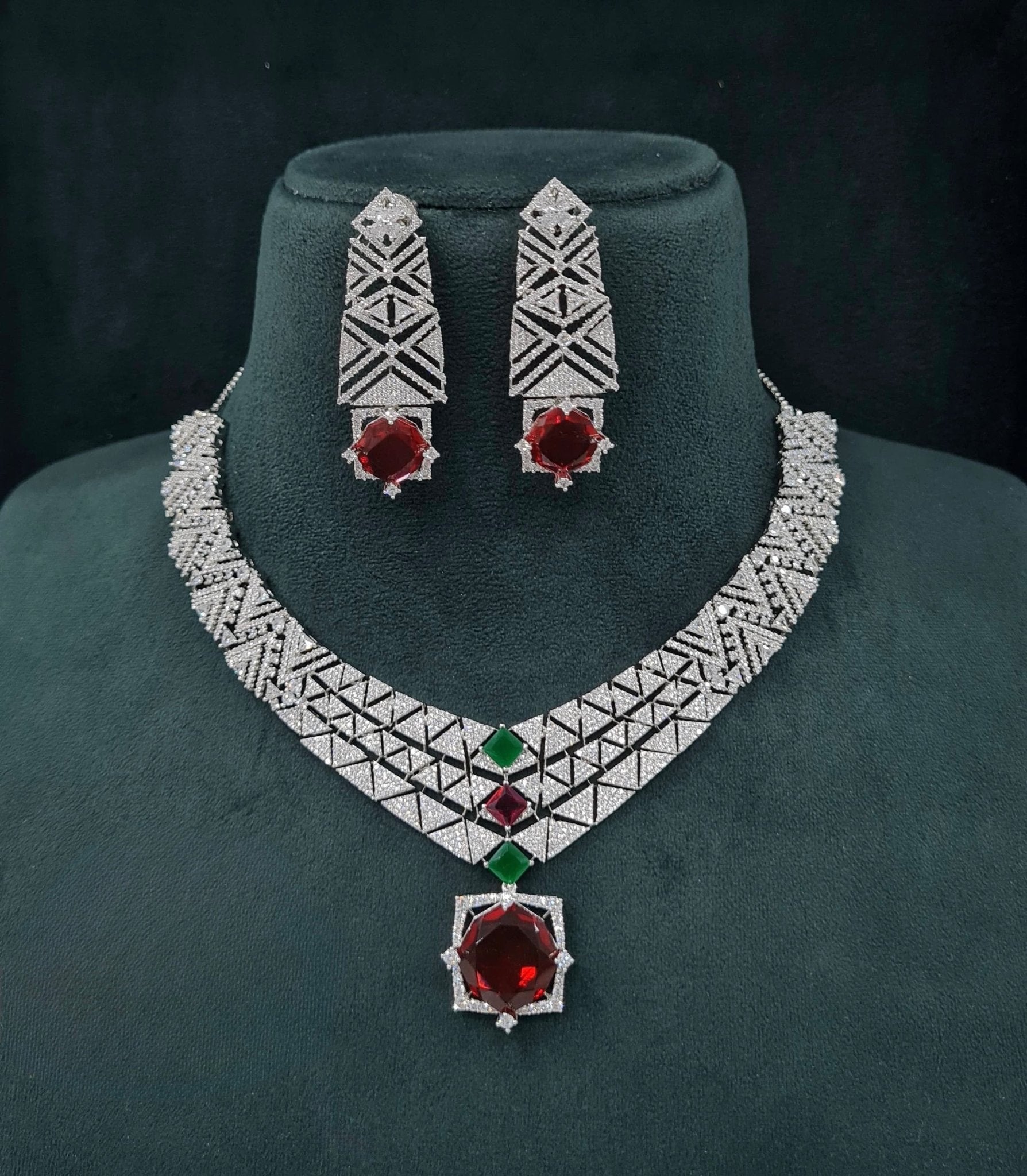 Cz Necklace 06094 - KRISHNA'S SWETA JEWELLERY