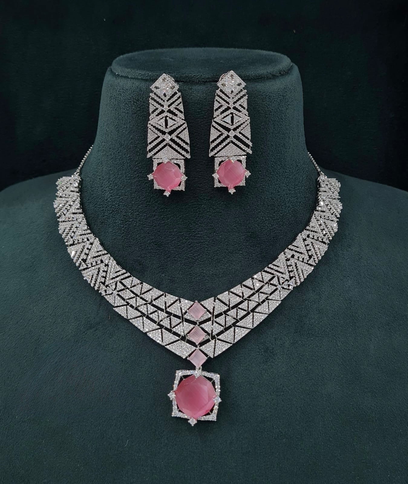 Cz Necklace 06094 - KRISHNA'S SWETA JEWELLERY