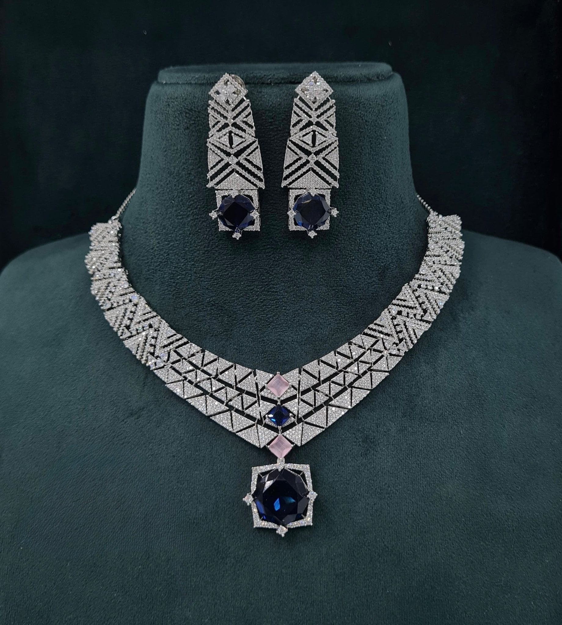 Cz Necklace 06094 - KRISHNA'S SWETA JEWELLERY