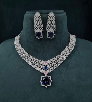 Cz Necklace 06094 - KRISHNA'S SWETA JEWELLERY