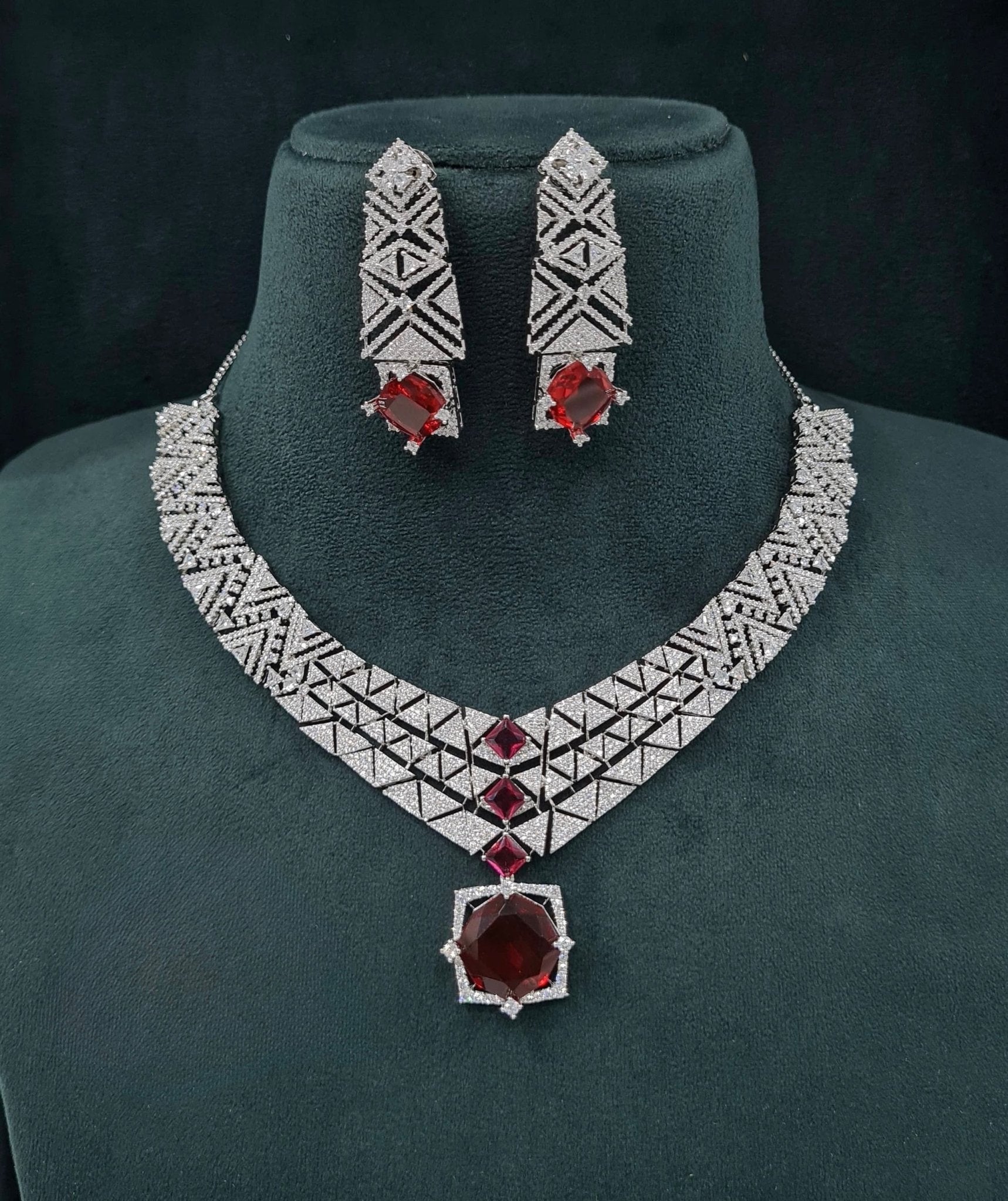 Cz Necklace 06094 - KRISHNA'S SWETA JEWELLERY