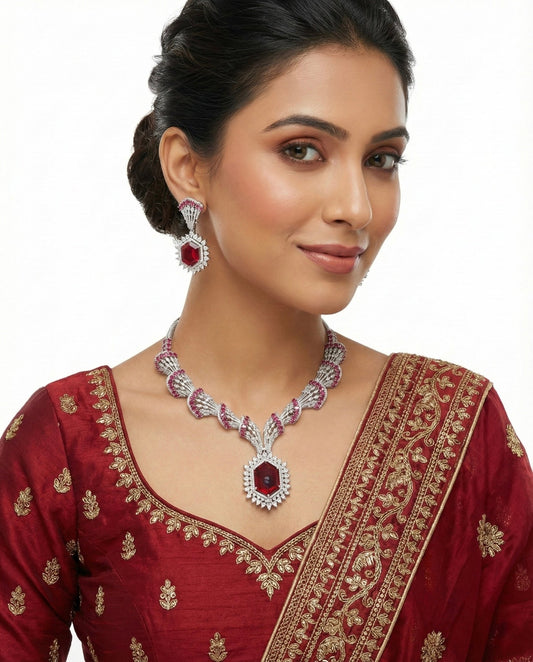 Cz Necklace 06095 - KRISHNA'S SWETA JEWELLERY