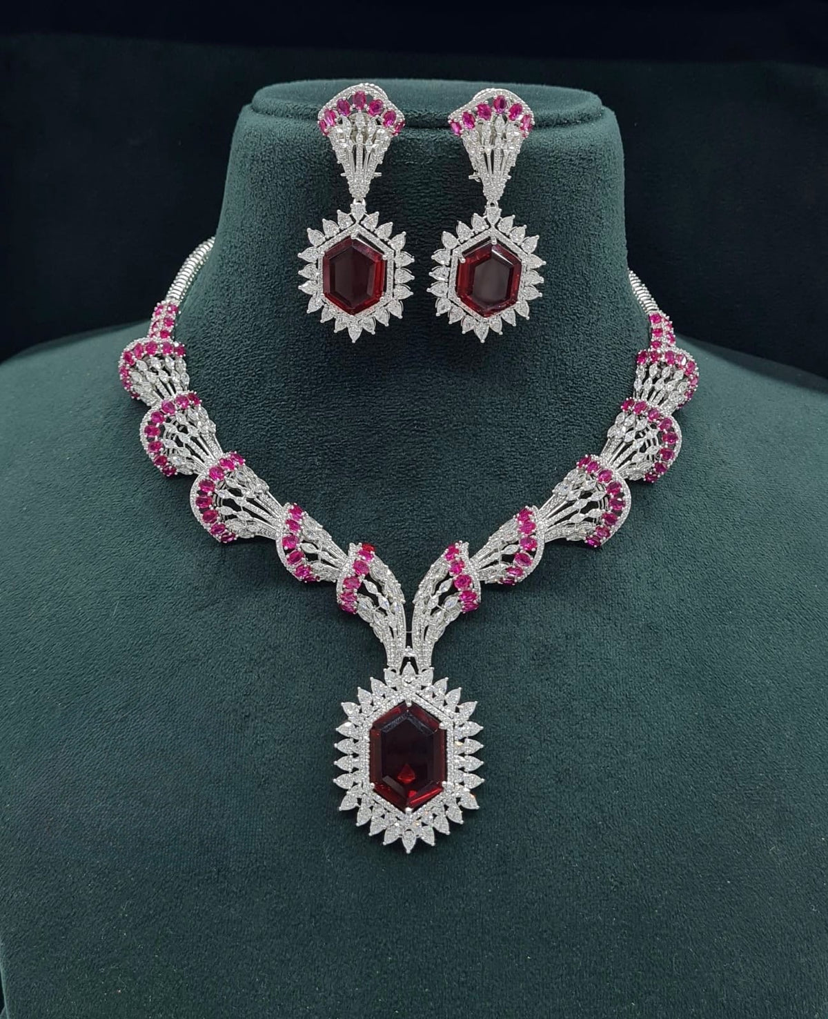 Cz Necklace 06095 - KRISHNA'S SWETA JEWELLERY