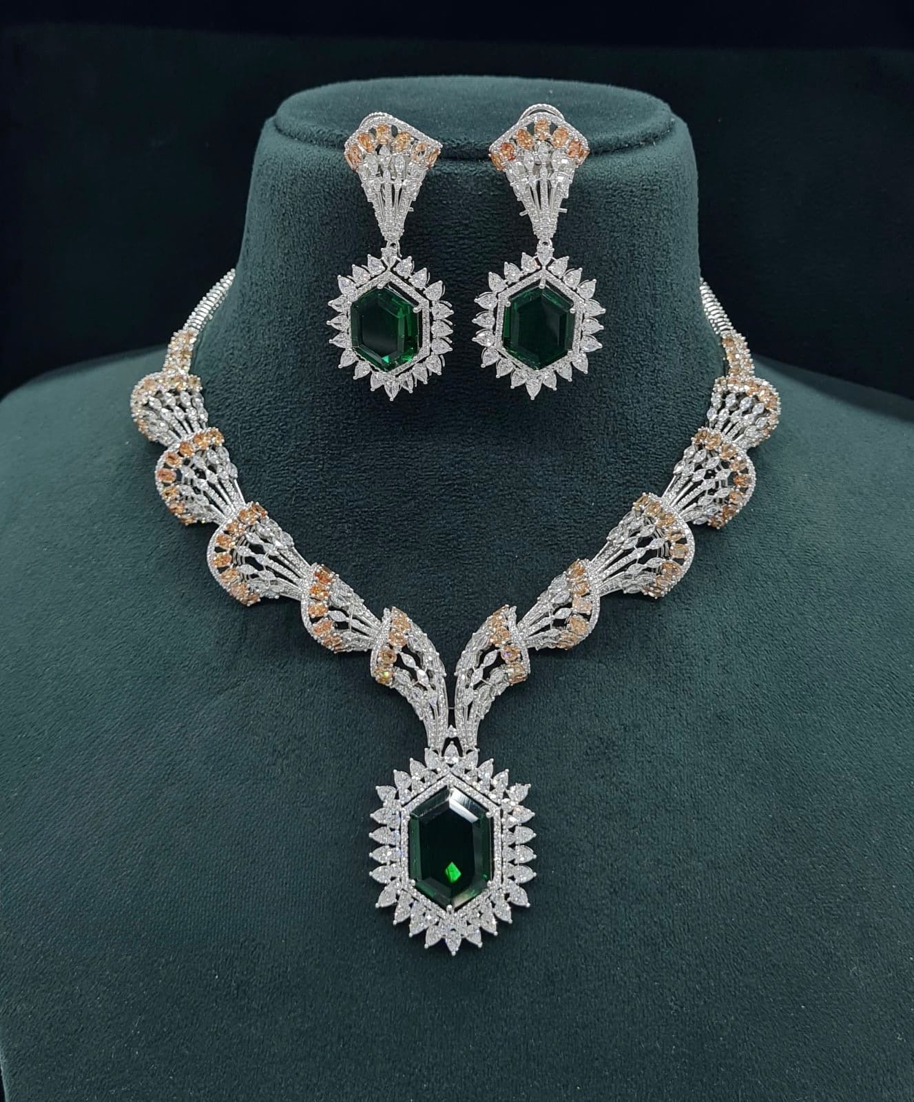 Cz Necklace 06095 - KRISHNA'S SWETA JEWELLERY