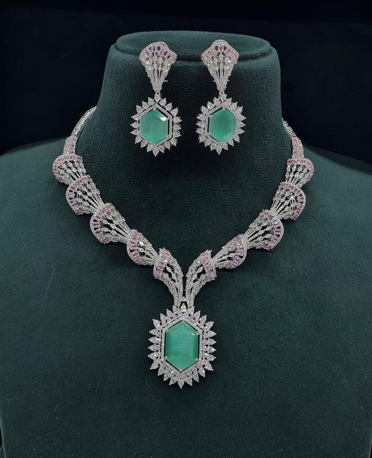 Cz Necklace 06095 - KRISHNA'S SWETA JEWELLERY