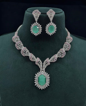 Cz Necklace 06095 - KRISHNA'S SWETA JEWELLERY