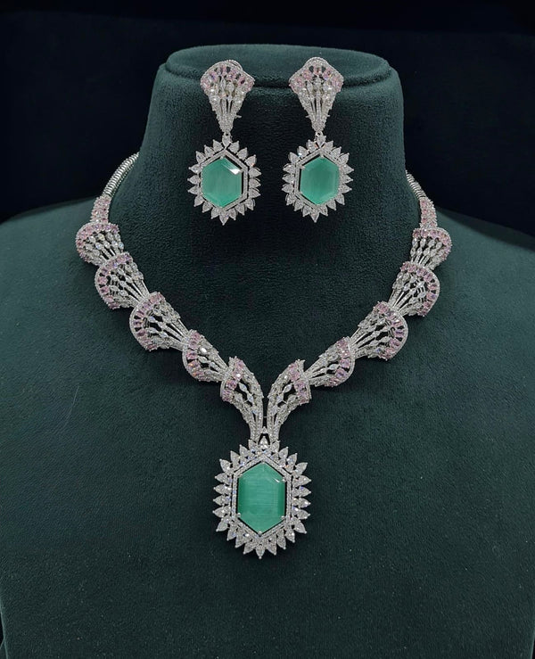 Cz Necklace 06095 - KRISHNA'S SWETA JEWELLERY