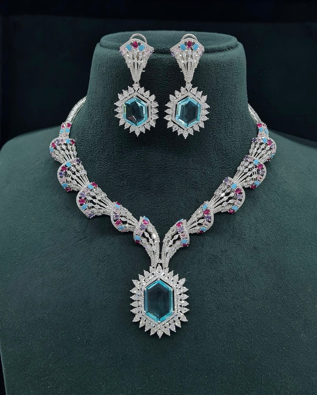 Cz Necklace 06095 - KRISHNA'S SWETA JEWELLERY